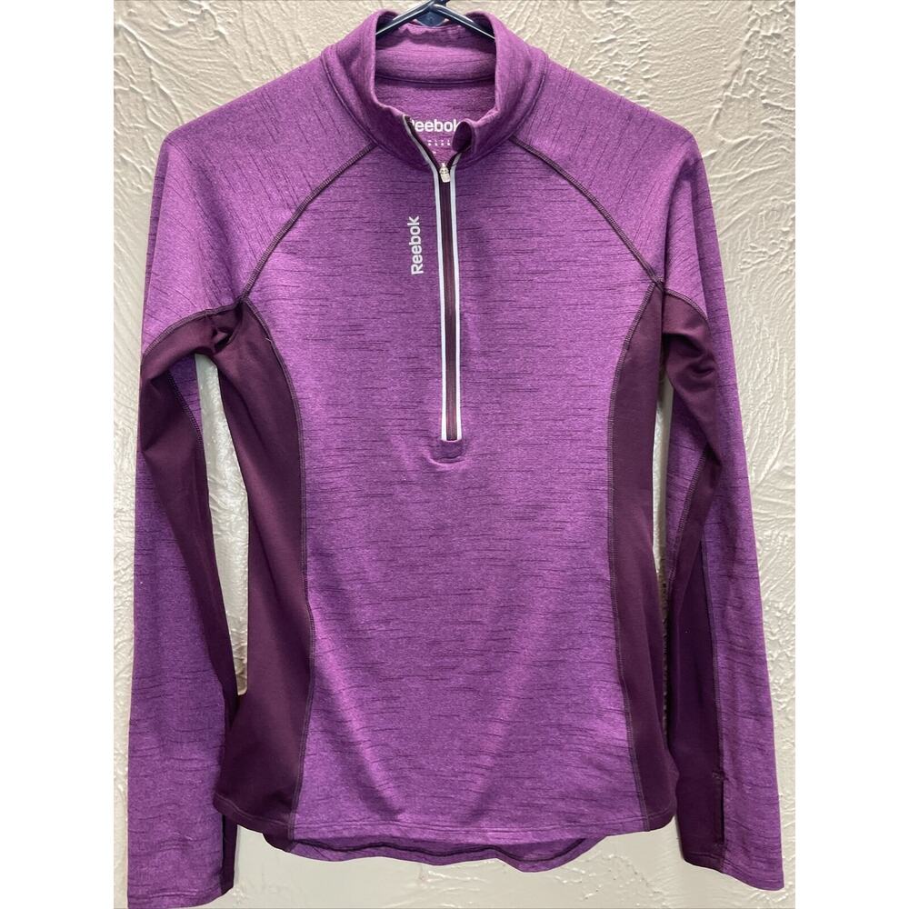 Reebok Athletic Long Raglan Sleeve Shirt Purple‎ 1/2 Zip Women's Size Small